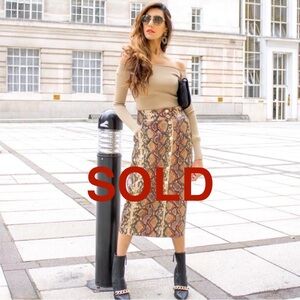 Zara Python-print Faux Leather Skirt Size M